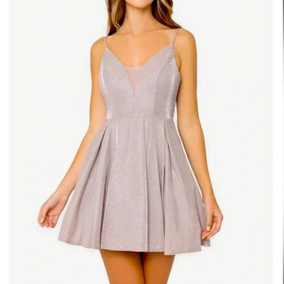 Sparkly Metallic Fit & Flare Party Dress Size 9/10 B. Darlin - Picture 8 of 8